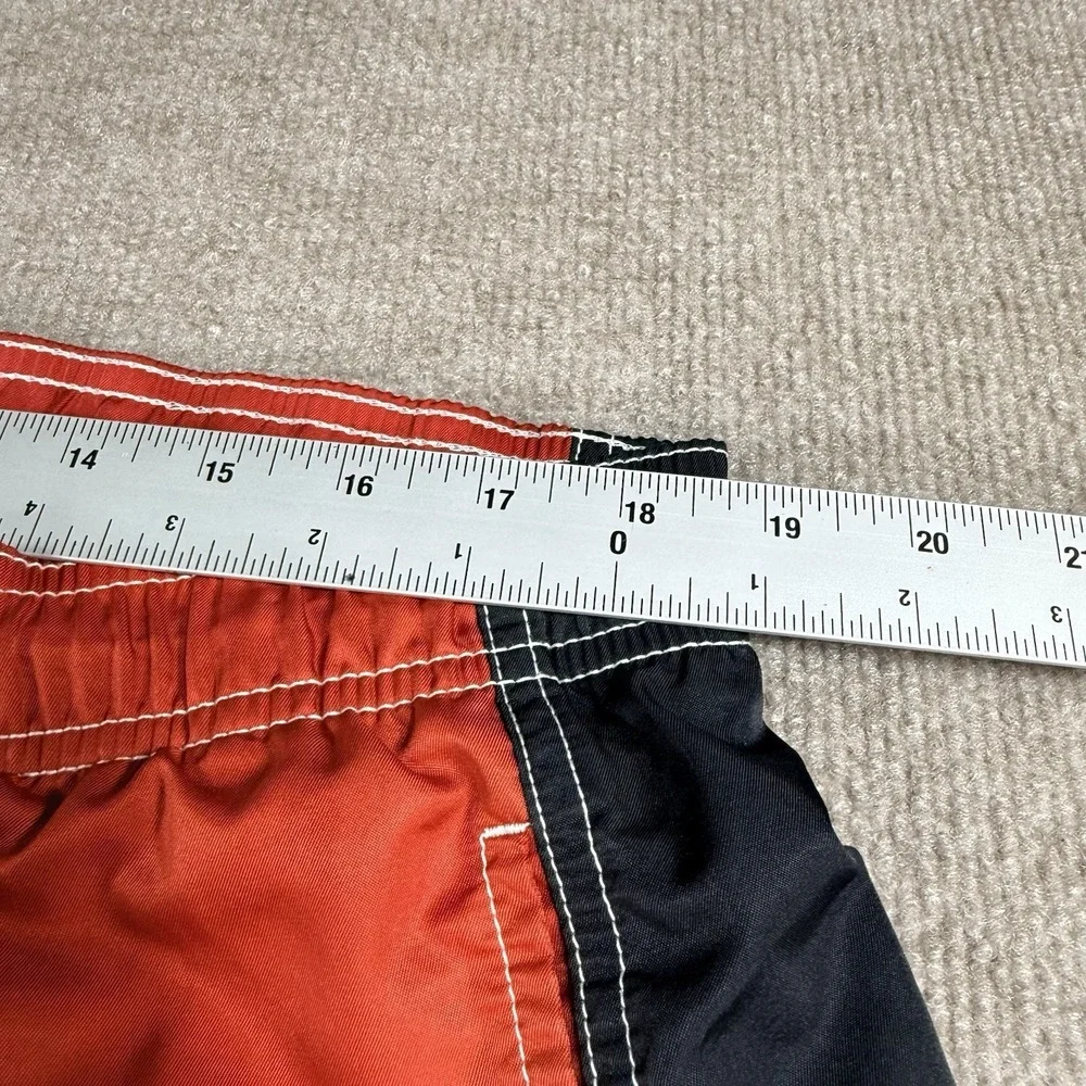VTG Nike Y2K Swim Trunks Shorts Mens XL Red Black Striped Mesh‎ Lining Board